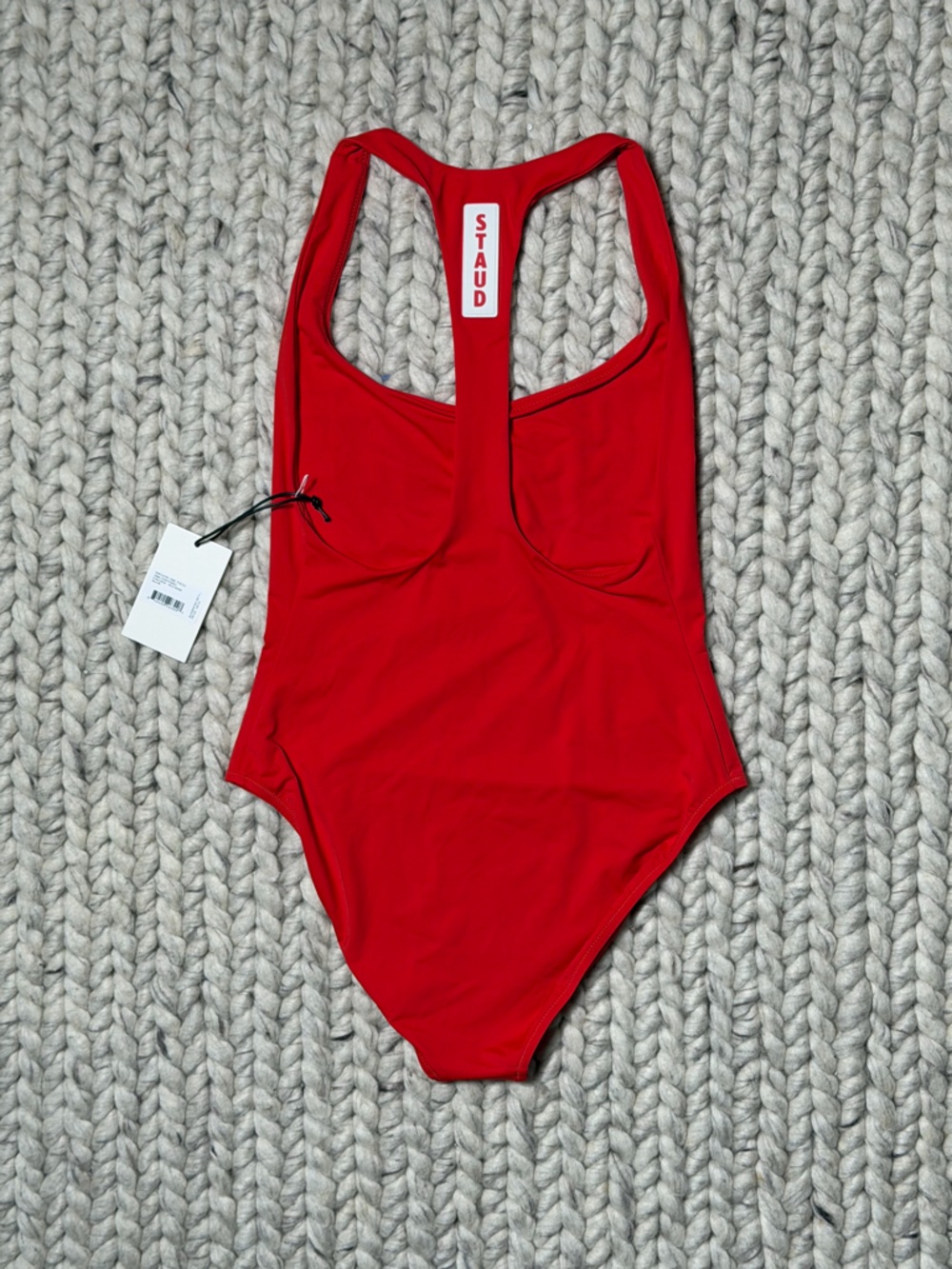 STAUD-Anchor One- Red Rose Racerback One-Piece Swim